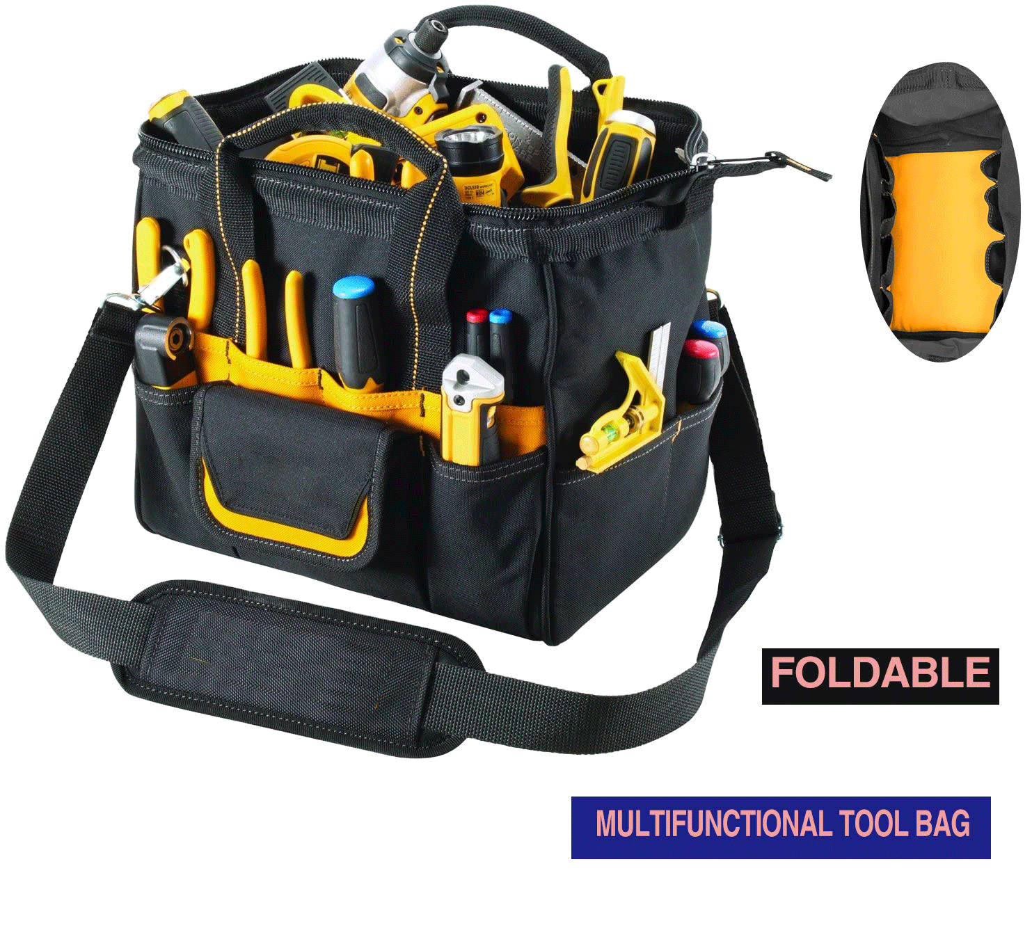 Custom waterproof heavy duty durable Foldable Durable Multi-pockets canvas veto tool bags