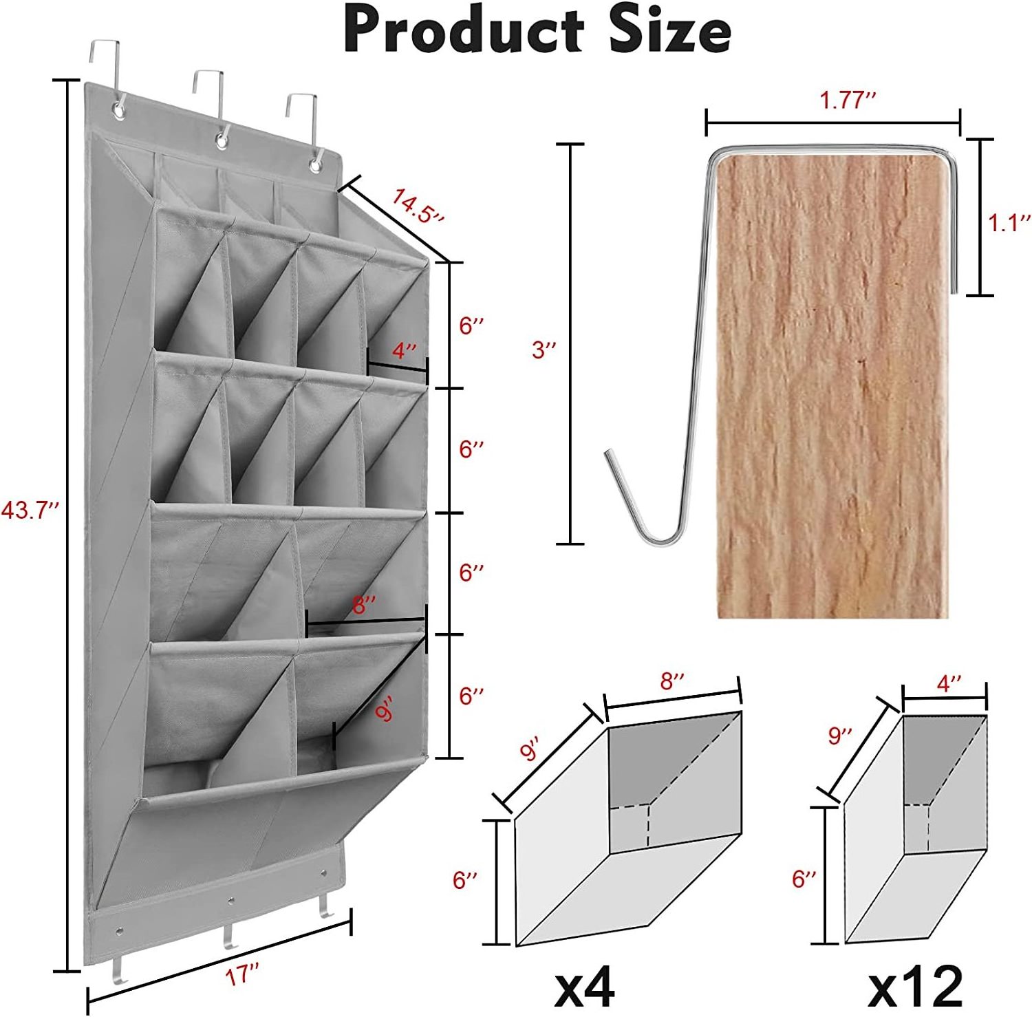 2023 Customization Over the Door Shoe Organizer, Hanging Shoe Organizer with 16 Large Deep Pockets