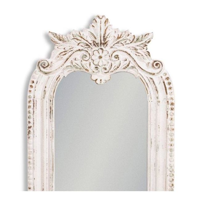 European Baroque Antique Carved White Oval Wooden French Style Wall Hanging Full Length Dressing Mirror