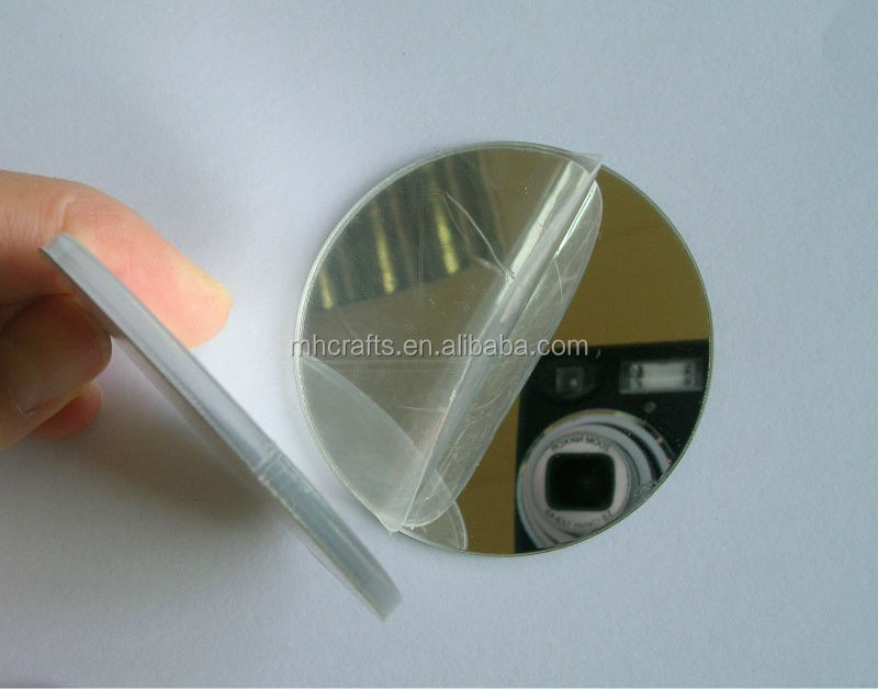 disc shaped acrylic mirror with adhesive backed for sticking