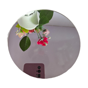 disc shaped acrylic mirror with adhesive backed for sticking