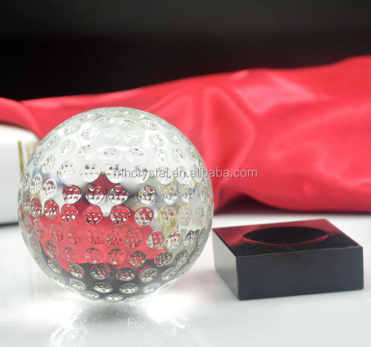 Crystal Glass Golf Ball on a Black Base MH-Q0196