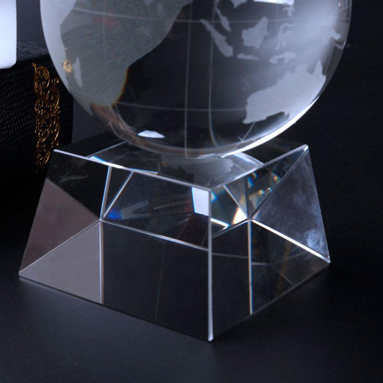 Glass World crystal Globe on Pedestal Base MH-Q0229