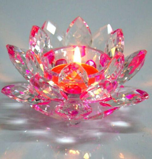 Pink Crystal Lotus flower tealight Candle Holder MH-Z0155