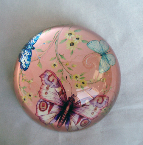 vintage glass butterfly crystal dome paperweights MH-F0111