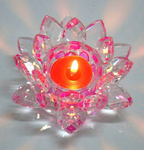 Pink Crystal Lotus flower tealight Candle Holder MH-Z0155