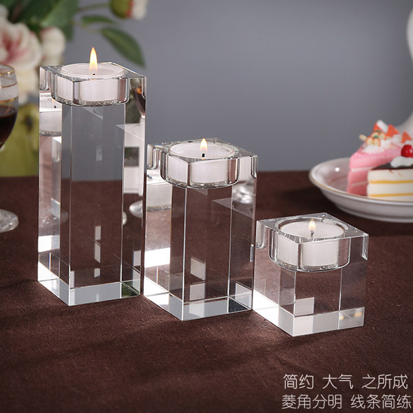 Clear crystal block crystal Tealight candle Holder MH-Z0116