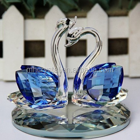 Green CRYSTAL Kissing Glass swan MH-D0438