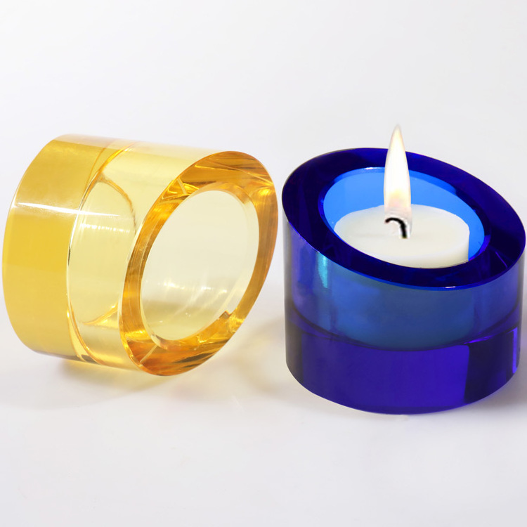 Blue yellow black crystal votive tealight candle holder MH-0003P