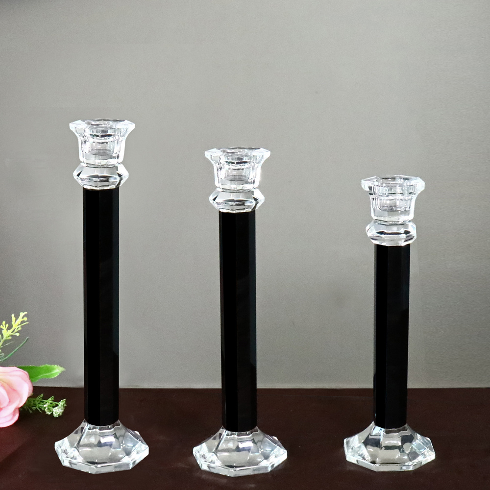 Set of Black crystal Tea light candlesstick wedding Gift MH-Z0240