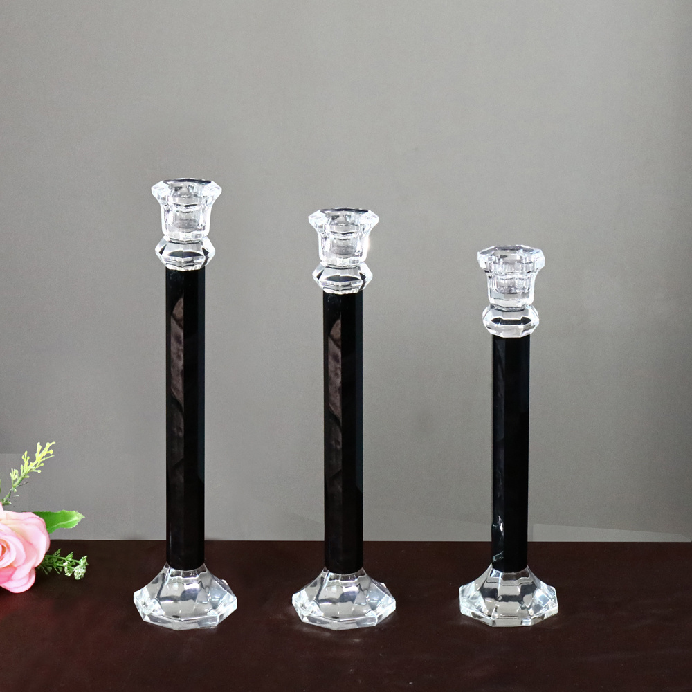 Set of Black crystal Tea light candlesstick wedding Gift MH-Z0240