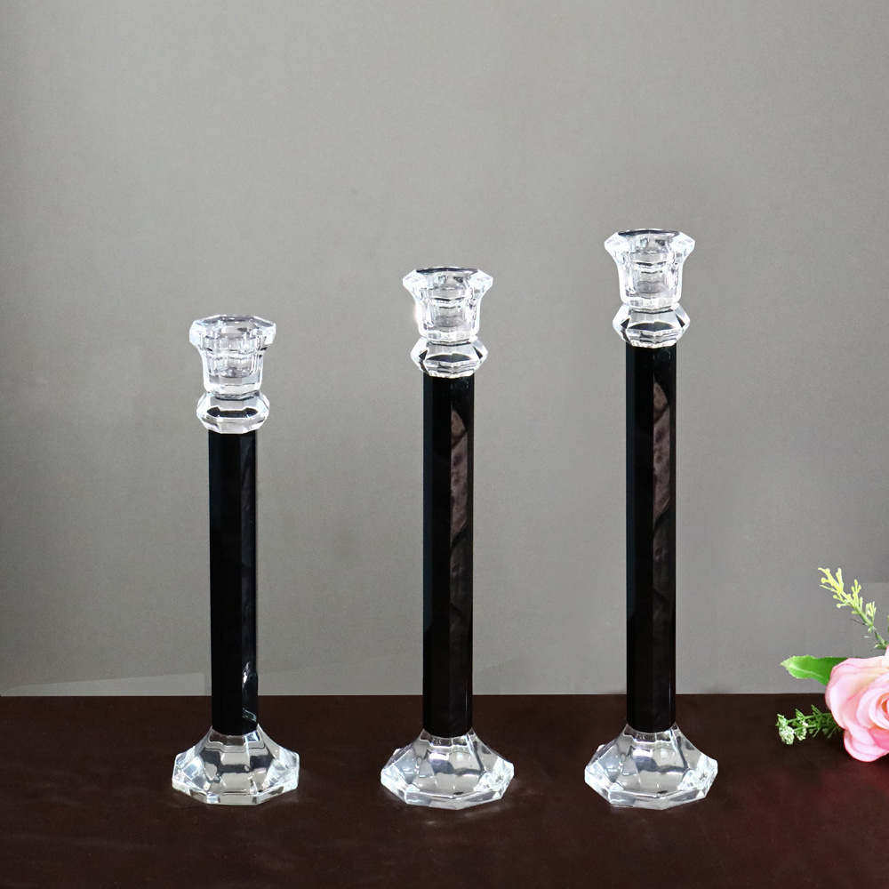 Set of Black crystal Tea light candlesstick wedding Gift MH-Z0240