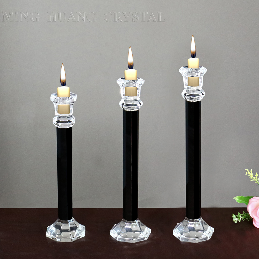 Set of Black crystal Tea light candlesstick wedding Gift MH-Z0240