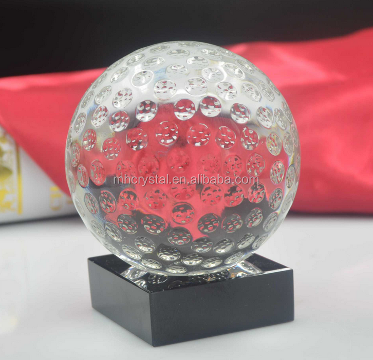 Crystal Glass Golf Ball on a Black Base MH-Q0196