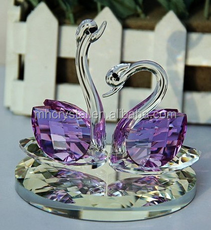 Green CRYSTAL Kissing Glass swan MH-D0438