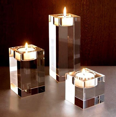 Clear crystal block crystal Tealight candle Holder MH-Z0116