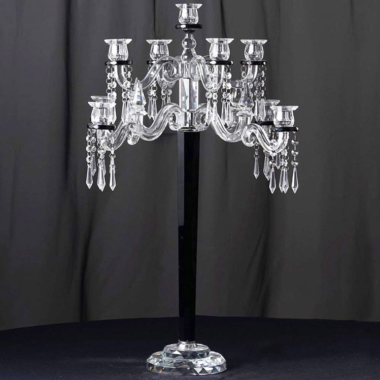 9 arms table wedding table centerpieces black crystal candelabra for weddings MH-1623