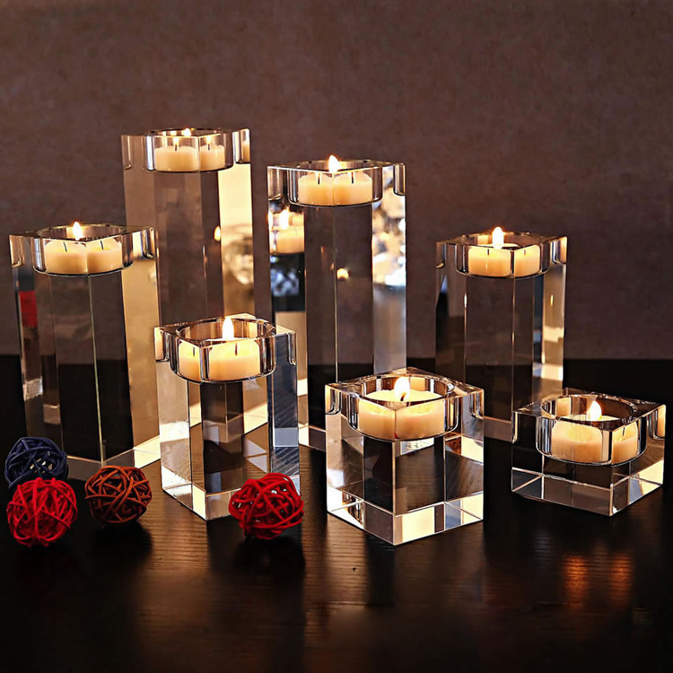 Clear crystal block crystal Tealight candle Holder MH-Z0116