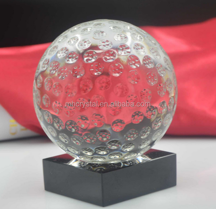 Crystal Glass Golf Ball on a Black Base MH-Q0196