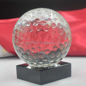 Crystal Glass Golf Ball on a Black Base MH-Q0196