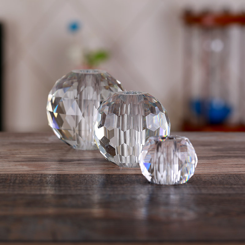 Solid faceted Crystal Glass sphere Ball with hole for table lamp MH-Q0220