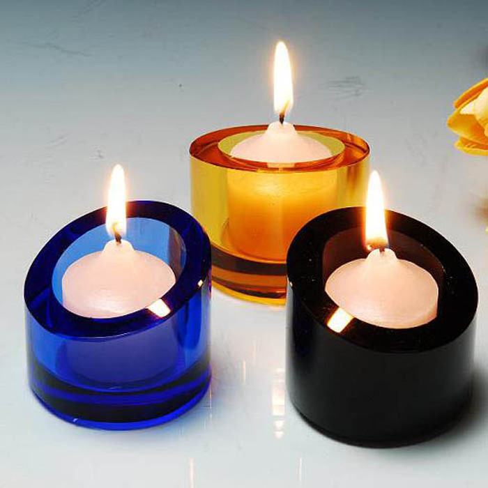 Blue yellow black crystal votive tealight candle holder MH-0003P