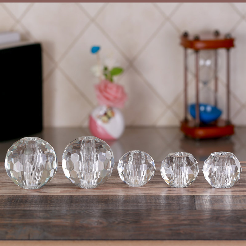 Solid faceted Crystal Glass sphere Ball with hole for table lamp MH-Q0220