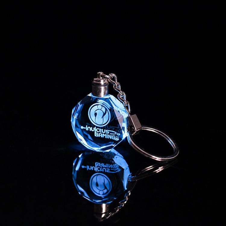 led light crystal key ring octagon crystal keychain MH-YS0324