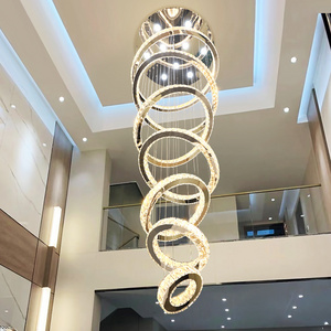 2023 Contemporary Hanging Decorative Ceiling Pendant Lights  Modern Design Circle Ring  Long Led Chandeliers For Vila Hotel