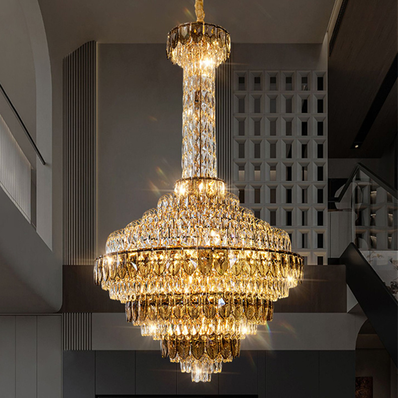 2023 New Crystal Lighting Chandelier Pendant Lights Smoky Gray Clear Crystal Ceiling Lights Modern Chandelier Luxury