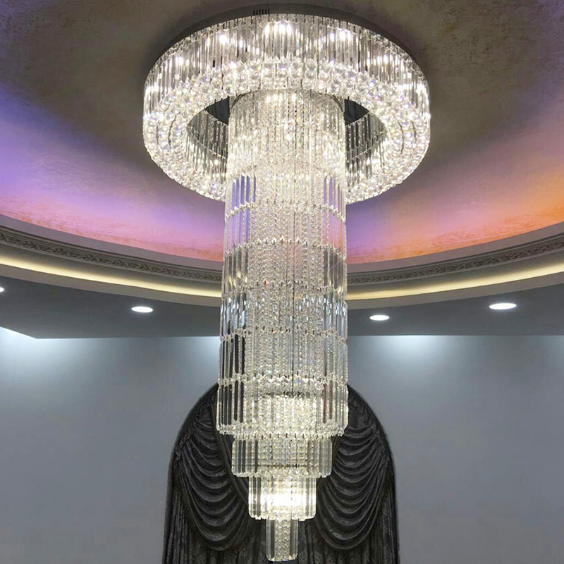 2023 Modern Long Luxury  Crystal Villa Hotel Lobby Wedding Crystal Ceiling Lamp Globe Pendant Chandelier Light