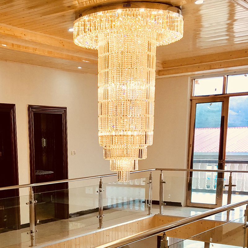 2023 Modern Long Luxury  Crystal Villa Hotel Lobby Wedding Crystal Ceiling Lamp Globe Pendant Chandelier Light