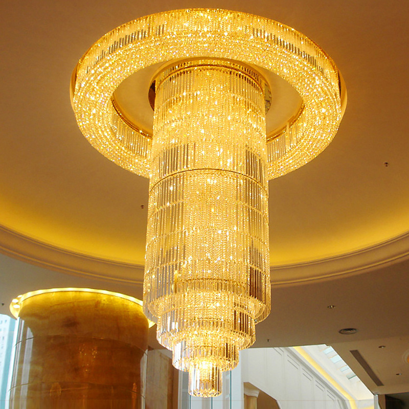 2023 Modern Long Luxury  Crystal Villa Hotel Lobby Wedding Crystal Ceiling Lamp Globe Pendant Chandelier Light