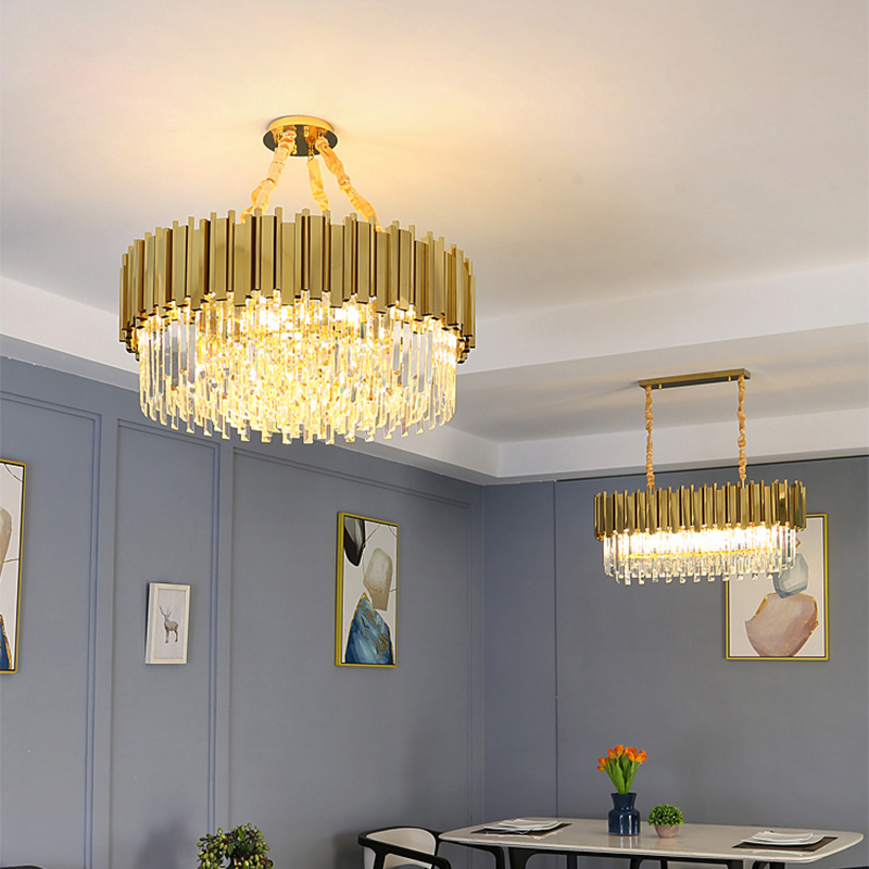 2023 Hot  Sale Living Dining Room Bedroom Wedding High Ceiling Pendant Lights Led Gold Luxury Modern Crystal Chandelier