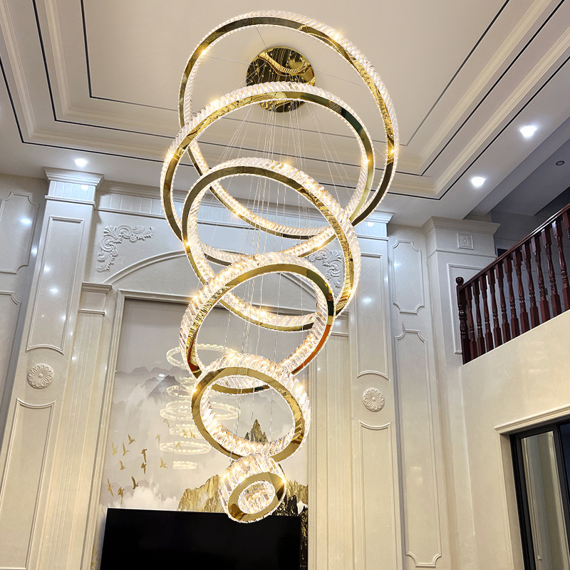 2024 Factory Price Creative One Luxury Model Lamp Indoor Villa Staircase Long Chandeliers Pendant Crystal Chandelier Lighting