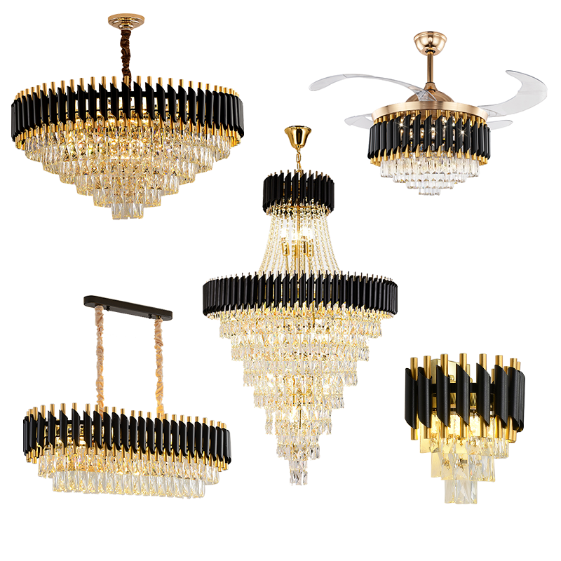 2022 Top Post Modern Hanging Lamp Black K9 Crystal Chandelier and lamps Light for Villa Fixture MHD9039