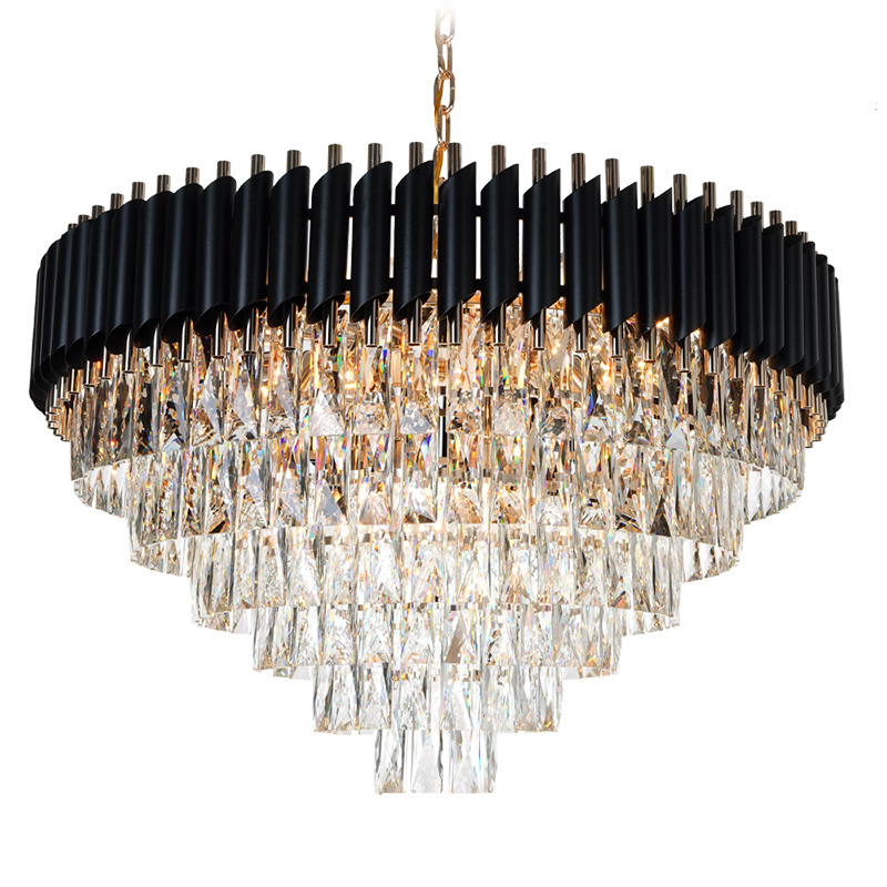 2022 Top Post Modern Hanging Lamp Black K9 Crystal Chandelier and lamps Light for Villa Fixture MHD9039