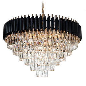 2022 Top Post Modern Hanging Lamp Black K9 Crystal Chandelier and lamps Light for Villa Fixture MHD9039