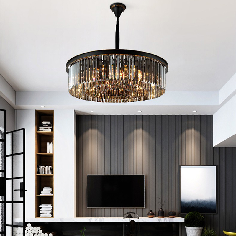 Hot  Sale Living Dining Room Bedroom Wedding  Pendant Lights Lighting Black Led Luxury Modern Crystal Chandelier