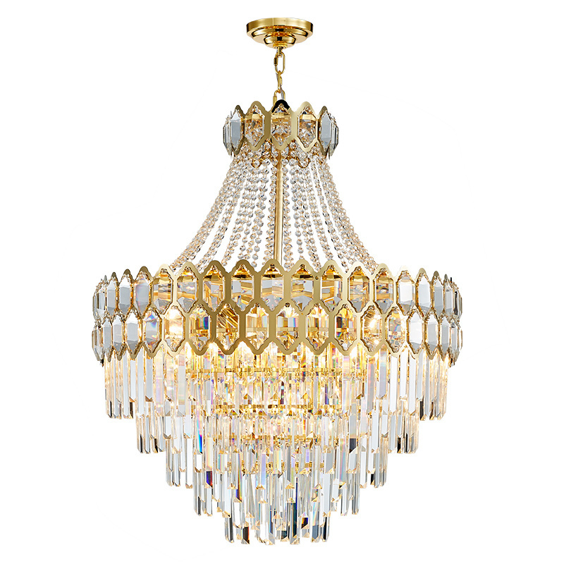 Luxury Design Round Solid Brass Creative Gold K9 Crystal Kristal Chandelier Pendant Light For Hotel Living Room Dining Room