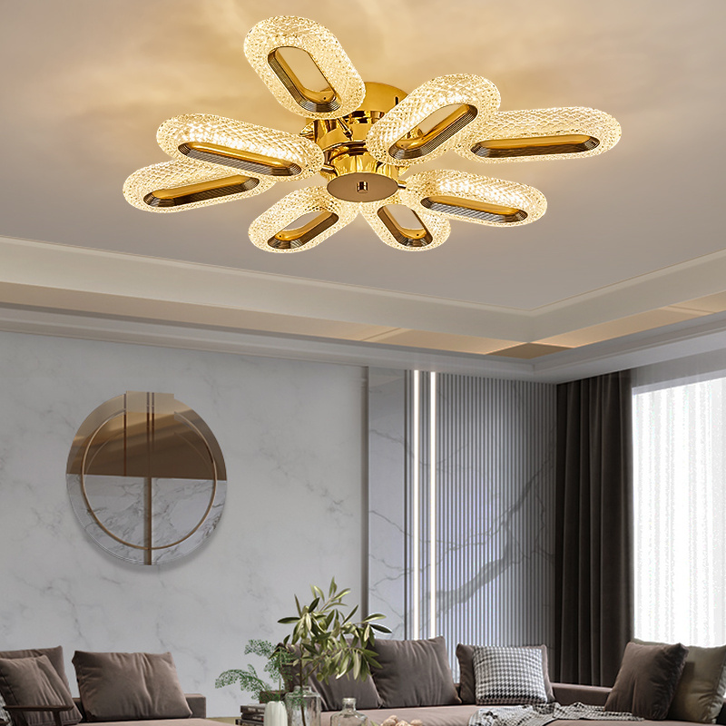 Dimmable remote crystal ceiling lights LED gold pendant lamp indoor lights chandeliers home fitting decoration light