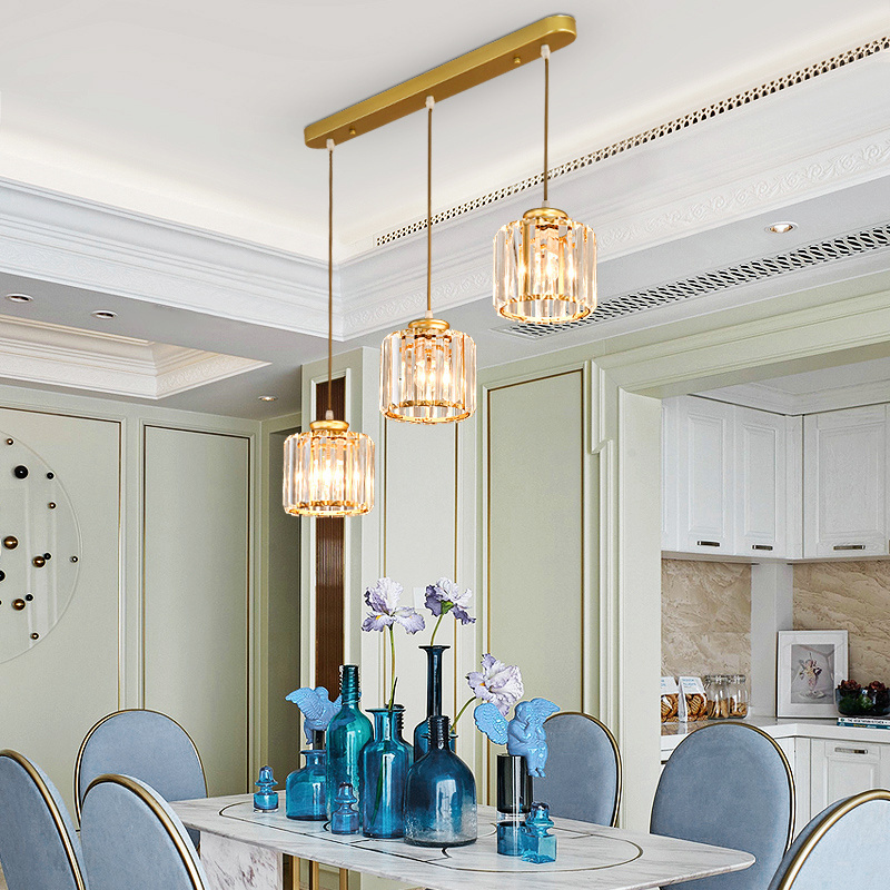 Restaurant small bar classic pendant lamps gold custom modern led crystal chandelier of home dinner room