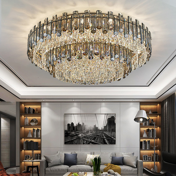 2023 New Design Hot Sale Smoky Clear Crystal Ceiling Lamp for Dining Bedroom Villa Hotel High Quality Ceiling Lighting