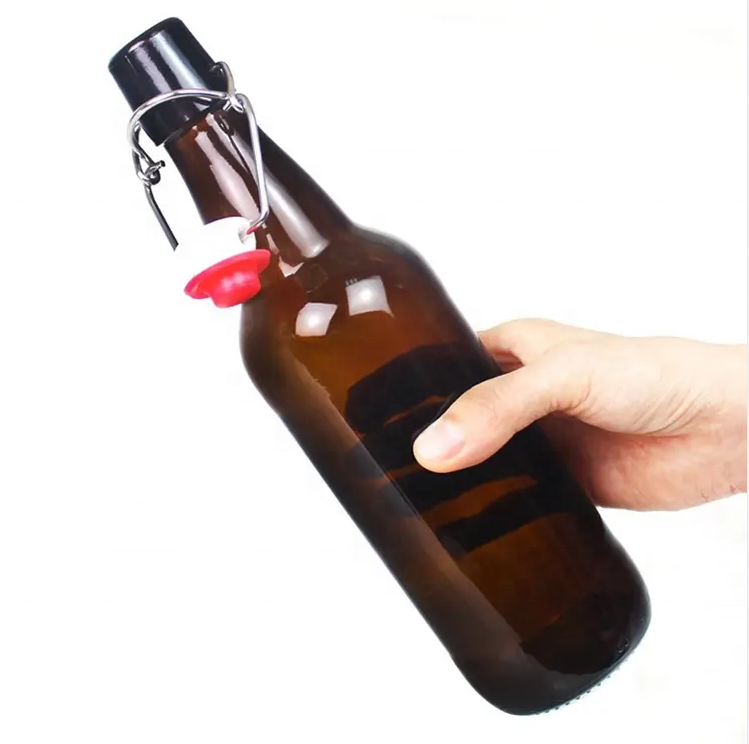 Home Brewing Glass Airtight Rubber Seal Amber 16 oz empty 750ml 500ml 330ml swing top Beer Glass Bottle with Easy Wire Swing Cap