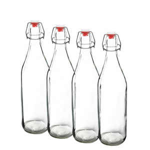 Wholesale EZ Cap Swing Glass Bottle 250ml 500ml 750ml 1000ml 1L Empty Clear Glass Kombucha Bottles glass Swing Top Bottles