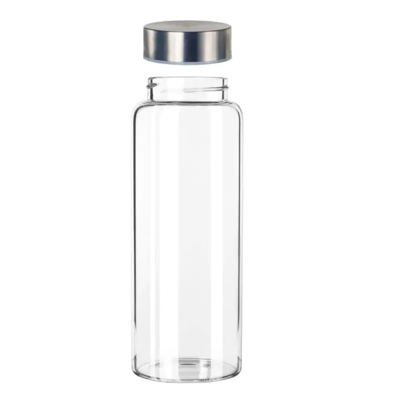 550ml 1l 1 Liter Borosilicate Water Glass Water Beverage Bottle With Stainless Steel Lids