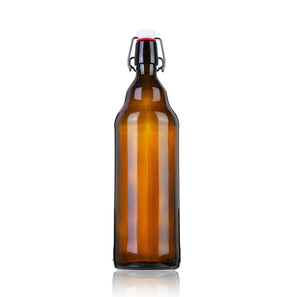 32 oz swing top lid factory direct unbreakable growler beer glass bottle with swing top lid