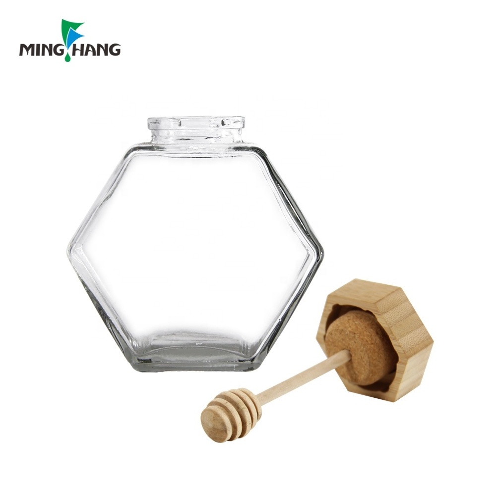 pot de miel en 100ml 180ml 250ml 380ml hexagonal Honey Glass Jars miel stockage de nourriture noir verre pot pour miel