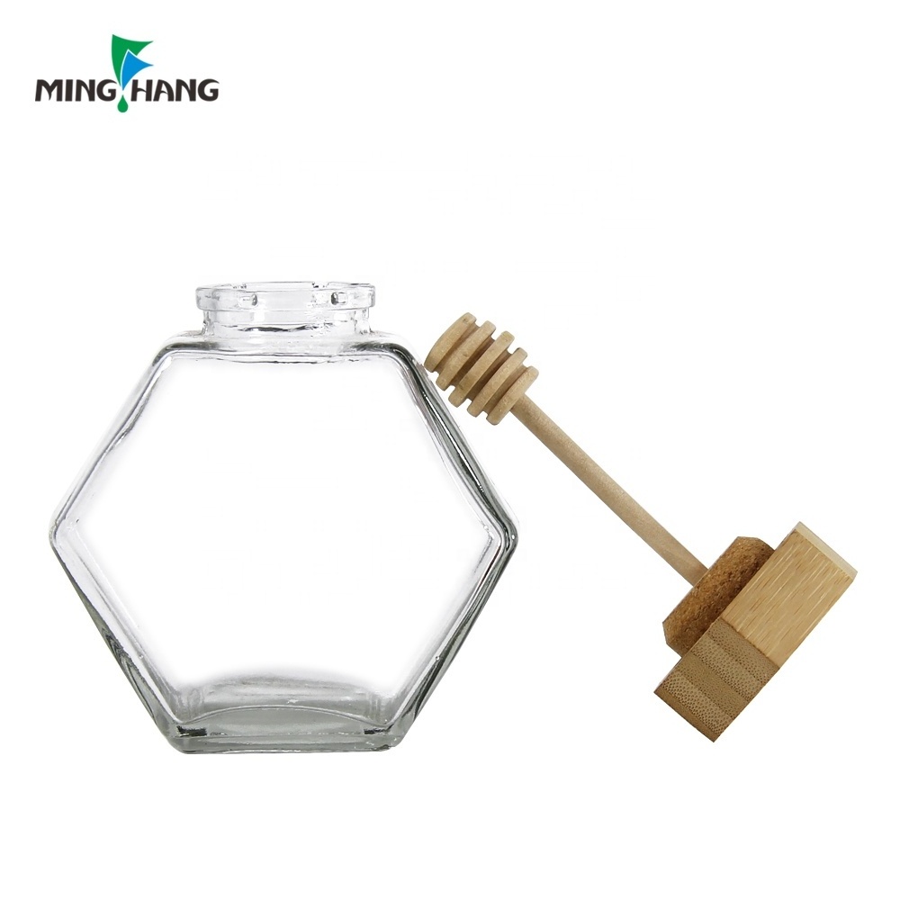 pot de miel en 100ml 180ml 250ml 380ml hexagonal Honey Glass Jars miel stockage de nourriture noir verre pot pour miel