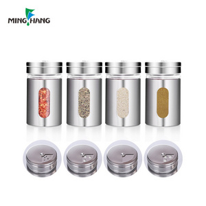 Wholesales Small Glass borosilicate spice jar salt pepper shakers with Stainless steel lid